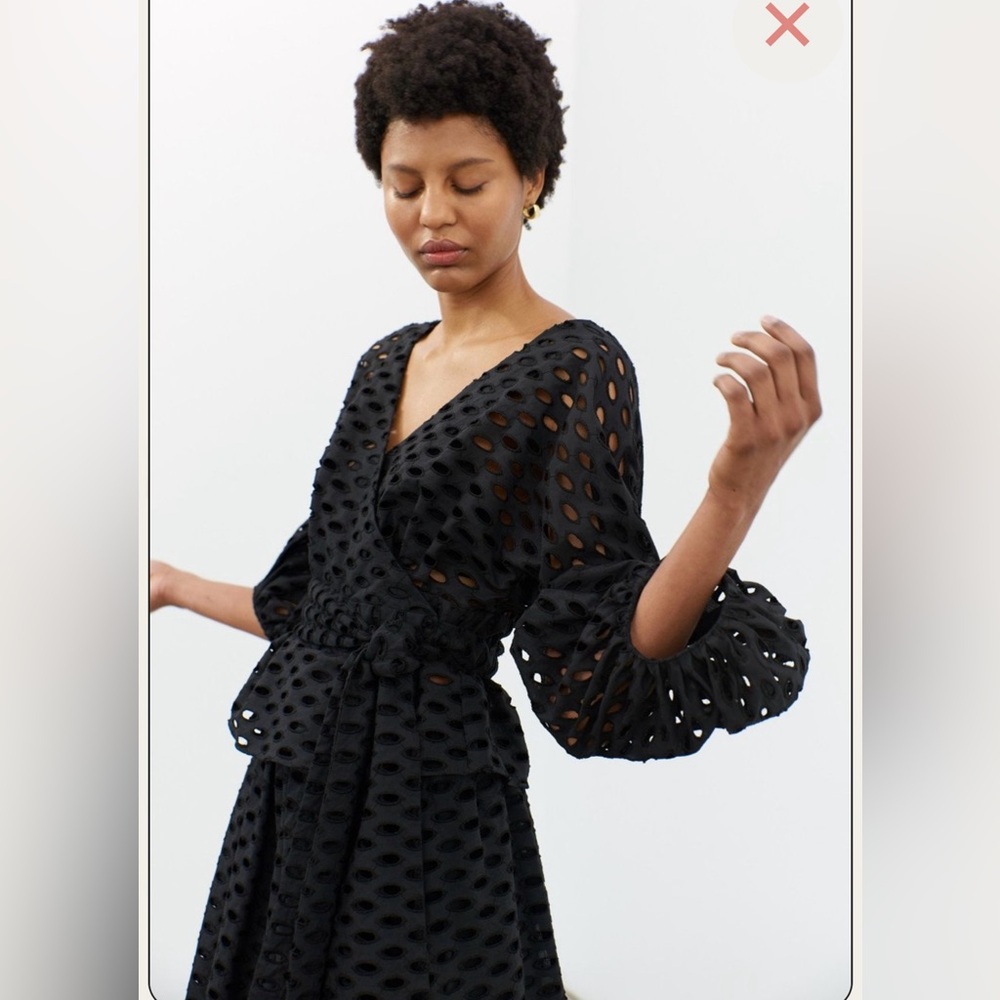 Mara Hoffman Libby Black Eyelet Top